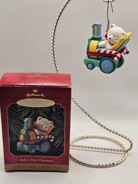 Hallmark Keepsake Ornament Babys First Christmas 1999 Peppermint Express Train